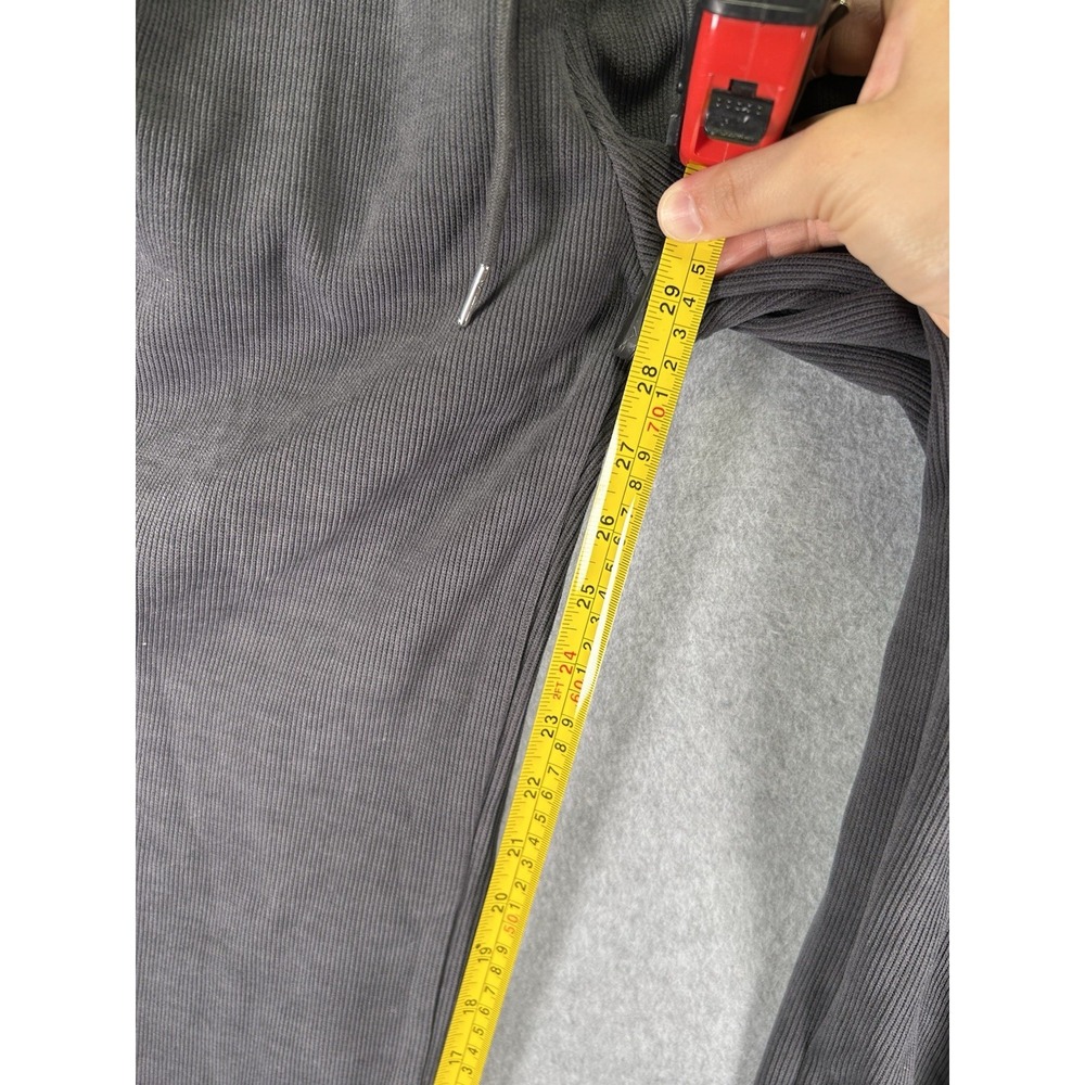 ZE.doumei Sweatpants Womens Small Gray Ribbed Knit High Rise Drawstring Pockets - Picture 5 of 8